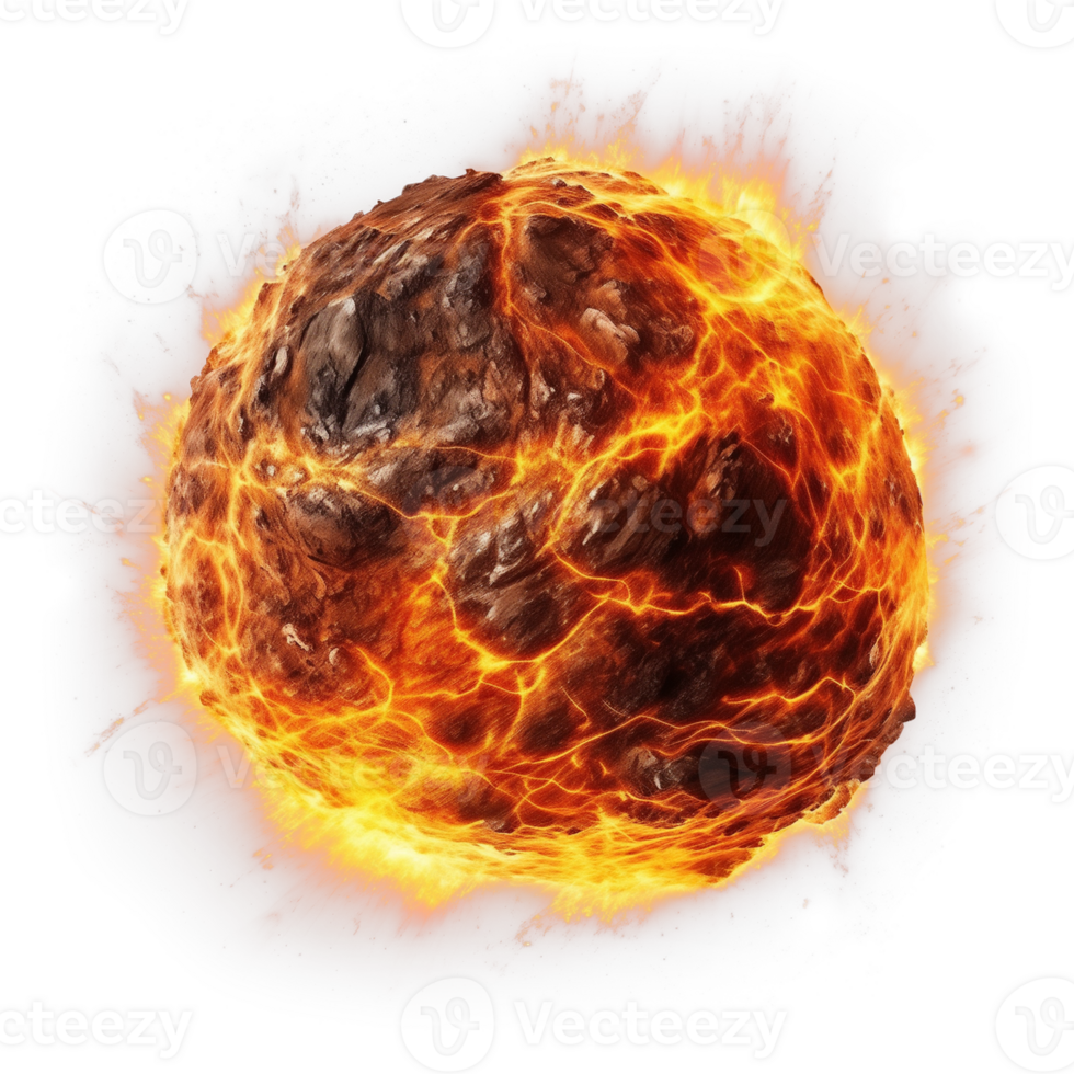 Burning Asteroid Isolated on Transparent Background png