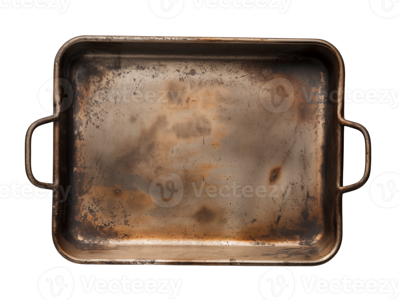 old Rectangular Stainless Steel Baking Tray on isolated background png