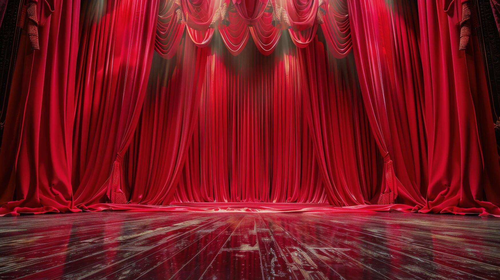 Stage Set With Red Curtains and Lights photo