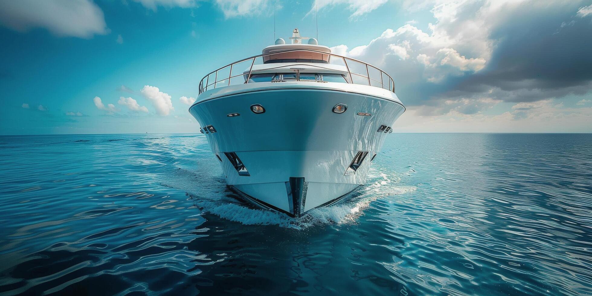 Large White Boat in Middle of Ocean photo