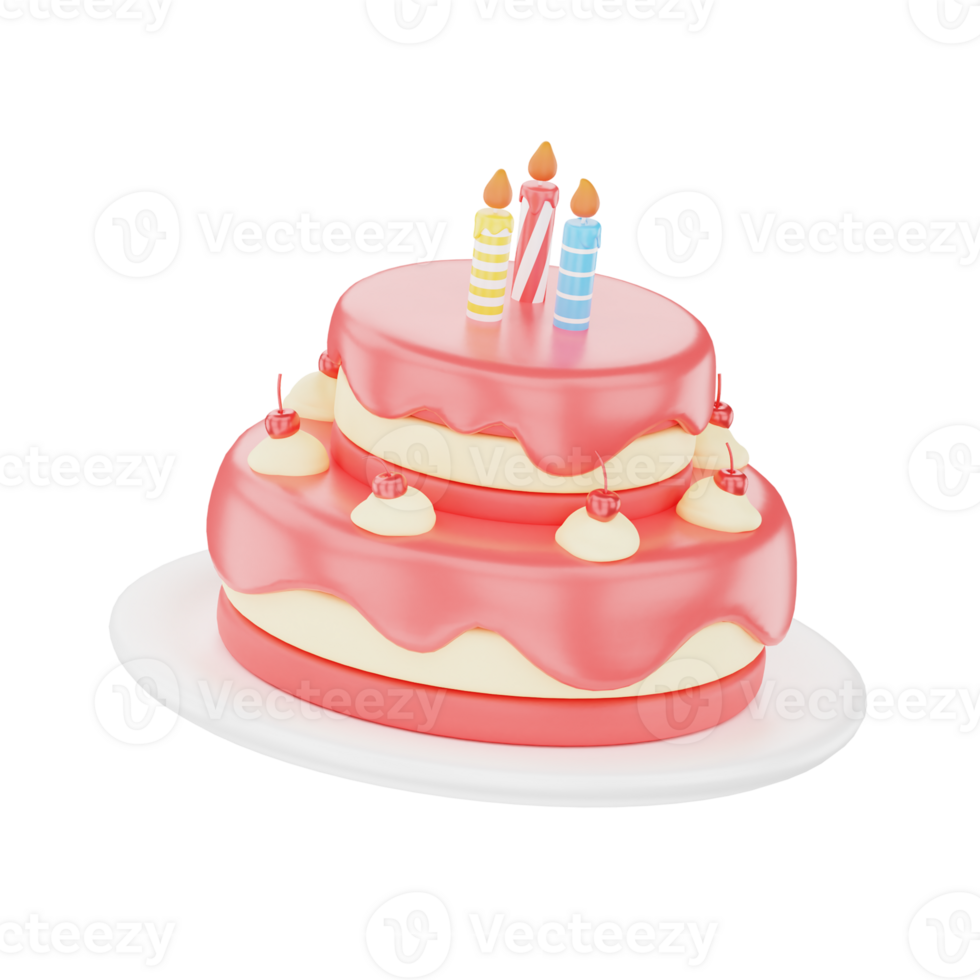 Full Birthday Cake with Candle Illustration for uiux, web, app, infographic, etc png