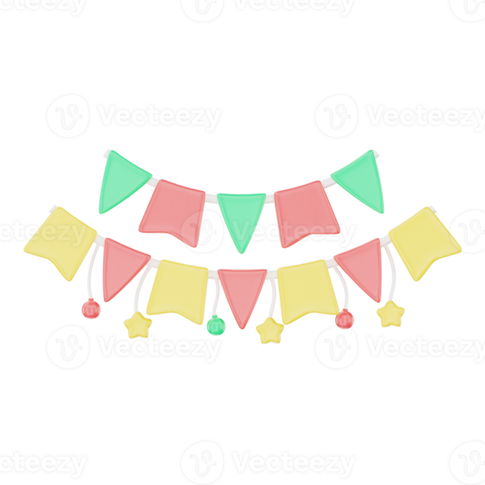 3D Birthday Garland Decoration Illustration for uiux, web, app, infographic, etc png