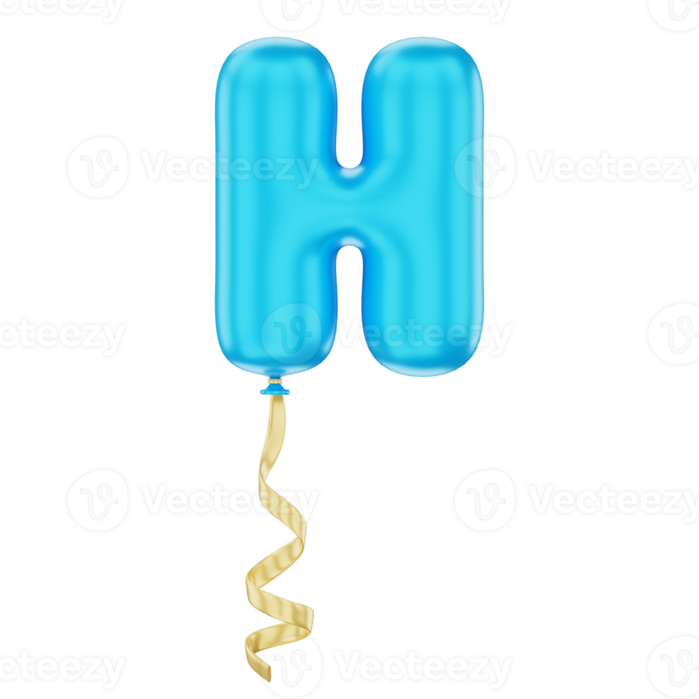 3D Balloon Alphabet H Icon Illustration for uiux, web, app, infographic, etc png