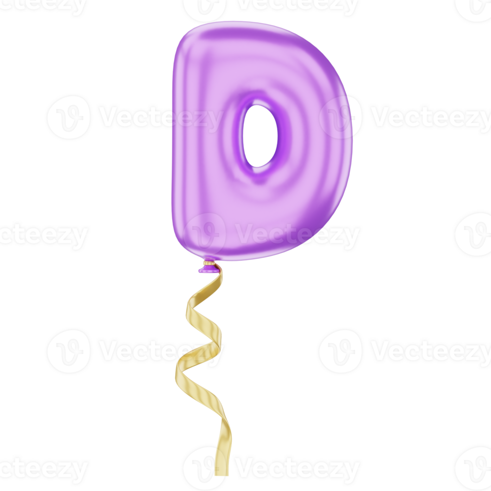 3D Balloon Alphabet D Icon Illustration for uiux, web, app, infographic, etc png