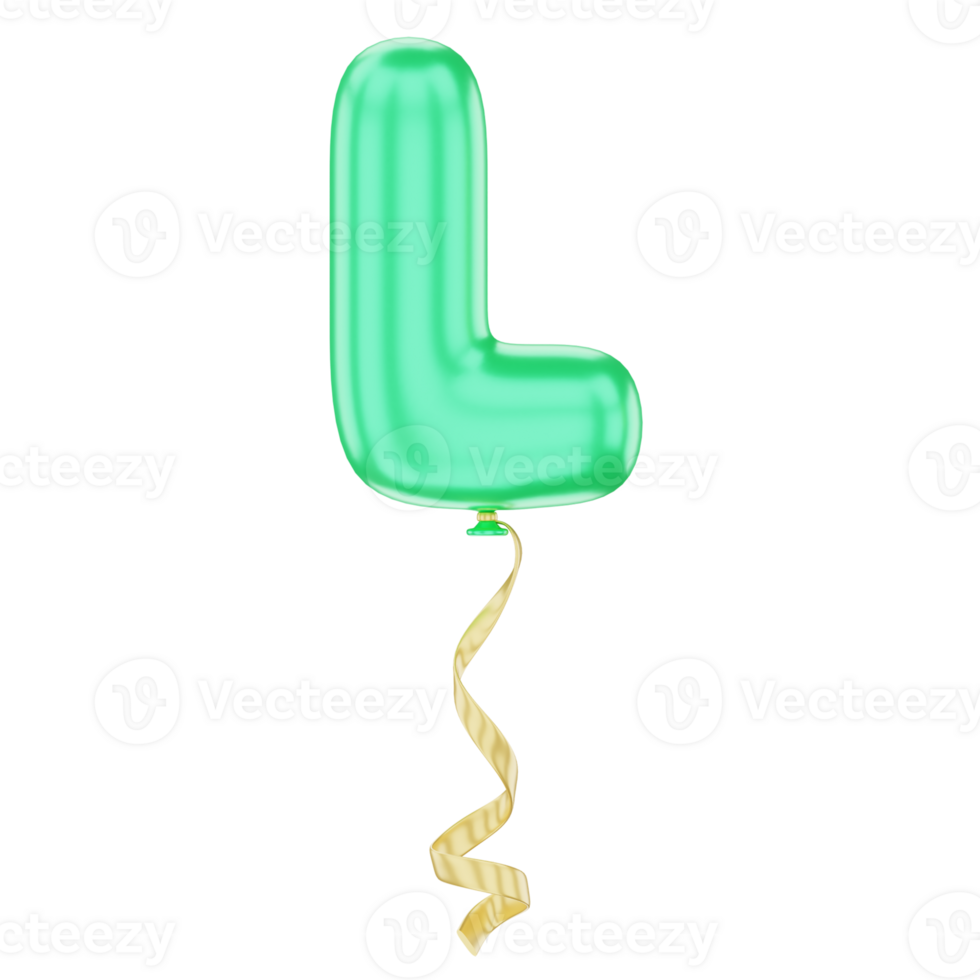 3D Balloon Alphabet L Icon Illustration for uiux, web, app, infographic, etc png