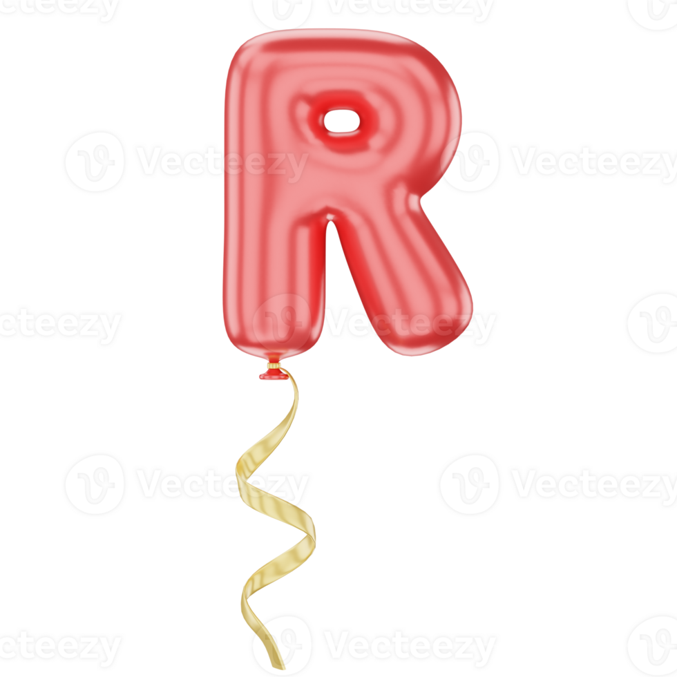 3D Balloon Alphabet R Icon Illustration for uiux, web, app, infographic, etc png