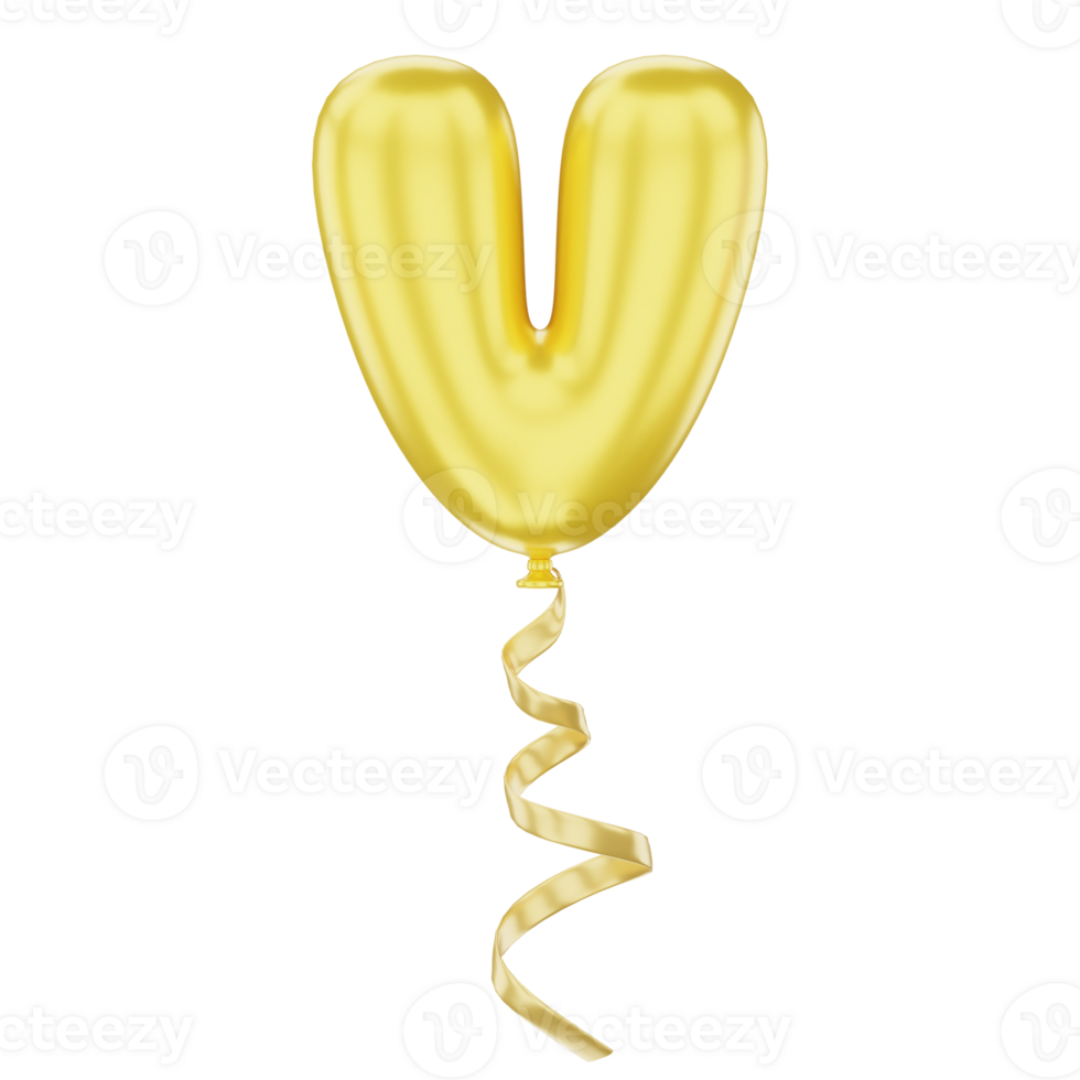 3D Balloon Alphabet V Icon Illustration for uiux, web, app, infographic, etc png