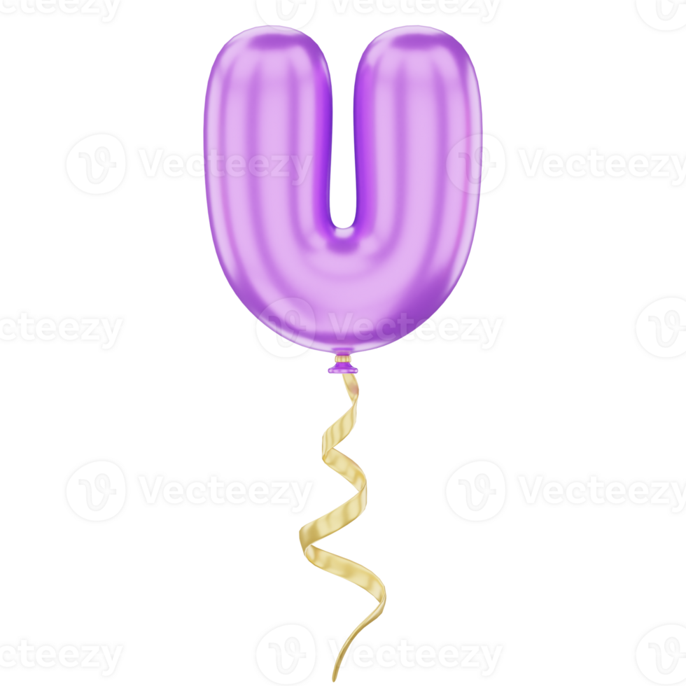 3D Balloon Alphabet U Icon Illustration for uiux, web, app, infographic, etc png
