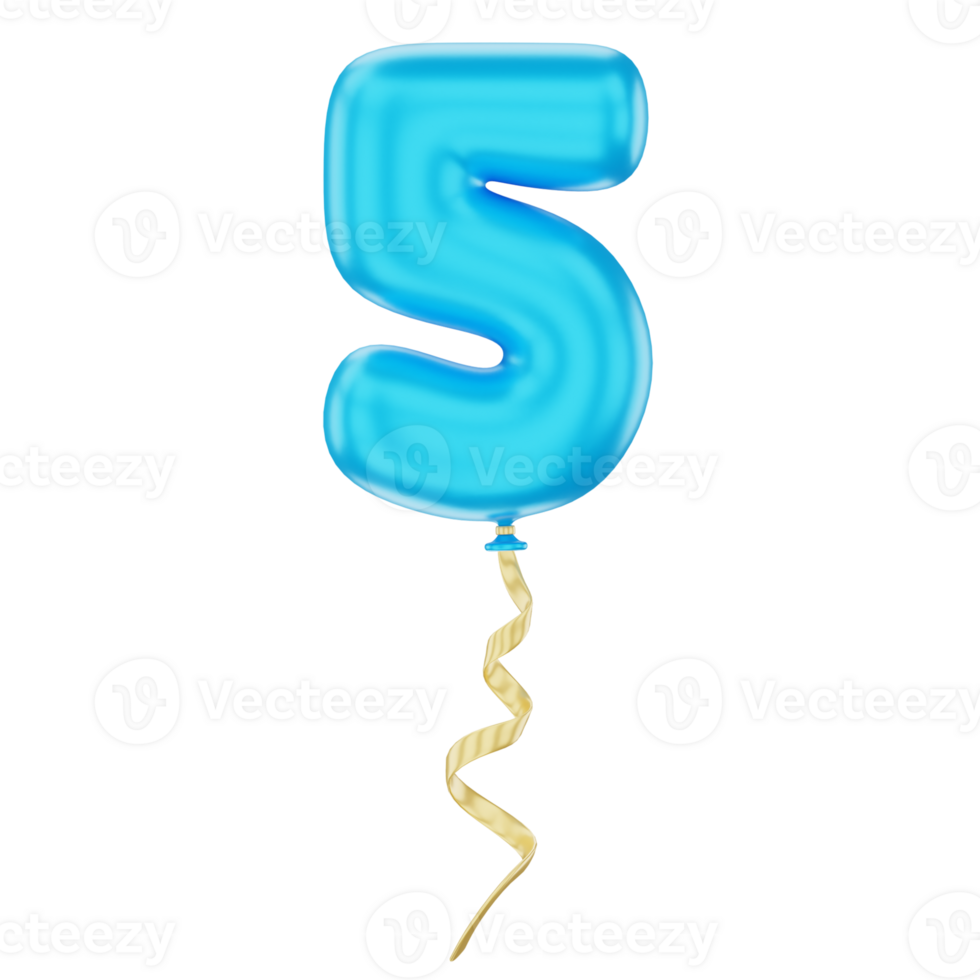 3D Balloon Number 5 Icon for uiux, web, app, infographic, etc png