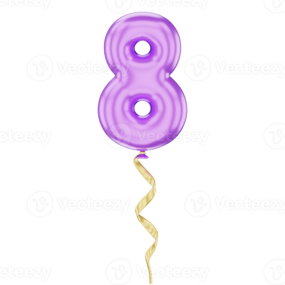 3D Balloon Number 8 Icon for uiux, web, app, infographic, etc png