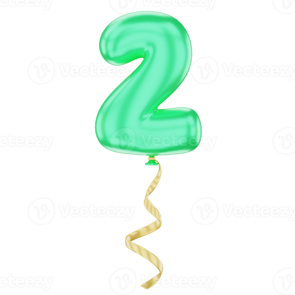 3D Balloon Number 2 Icon for uiux, web, app, infographic, etc png