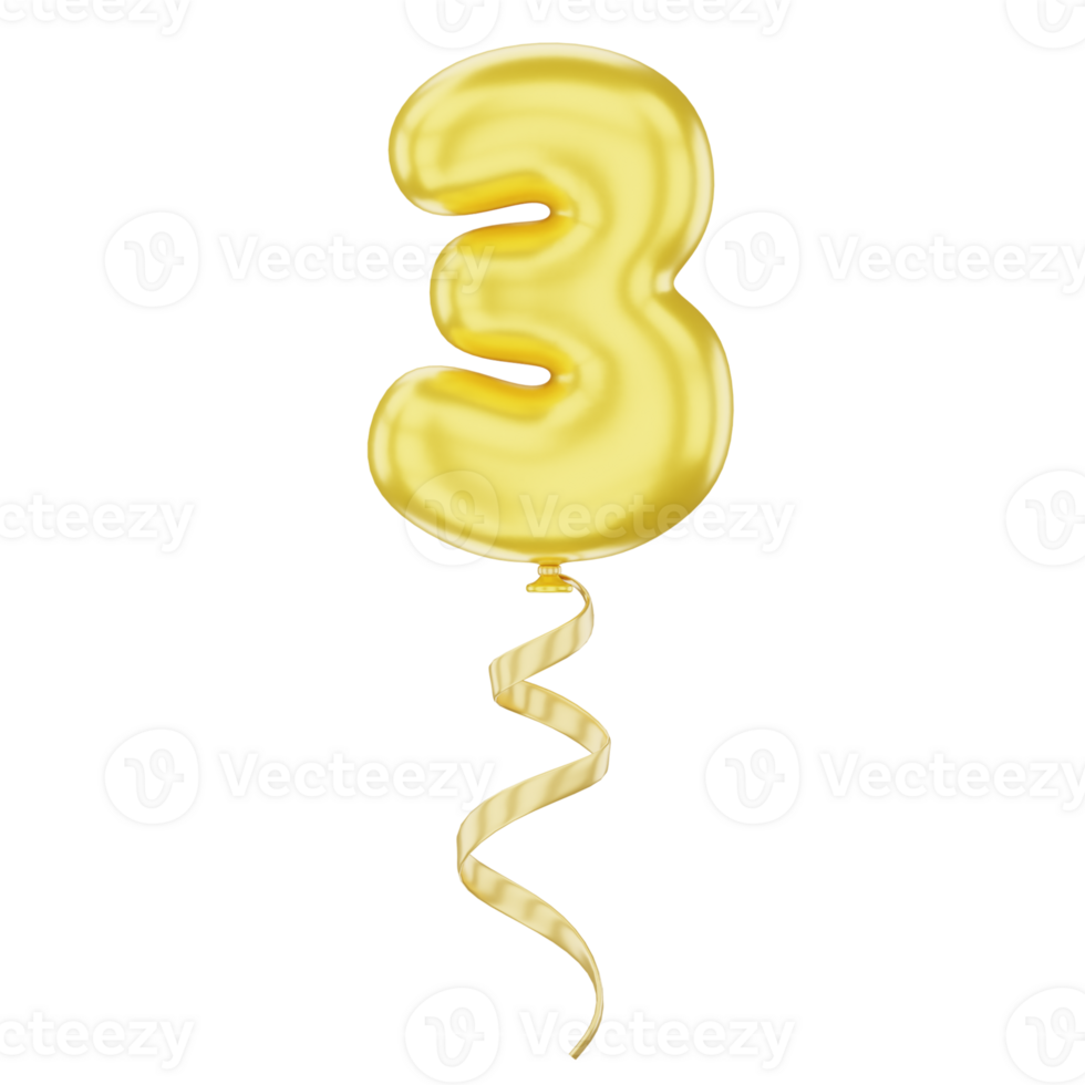 3D Balloon Number 3 Icon for uiux, web, app, infographic, etc png