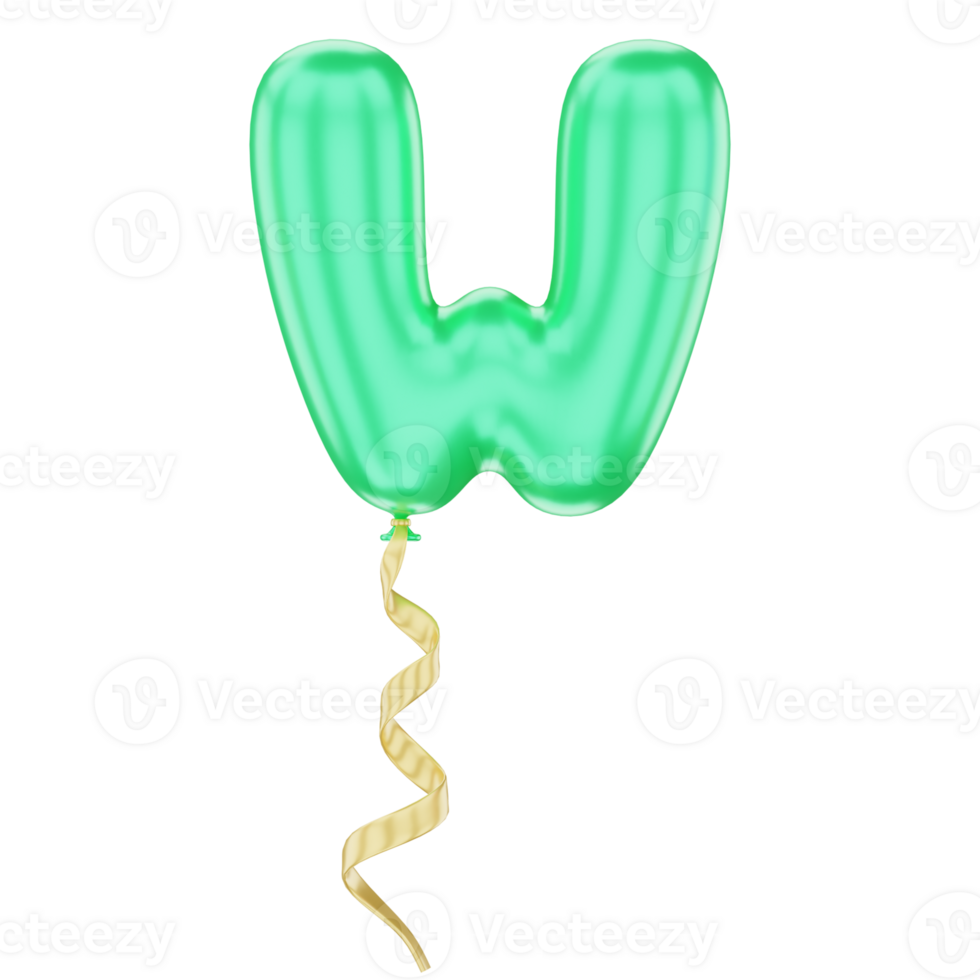 3D Balloon Alphabet W Icon Illustration for uiux, web, app, infographic, etc png