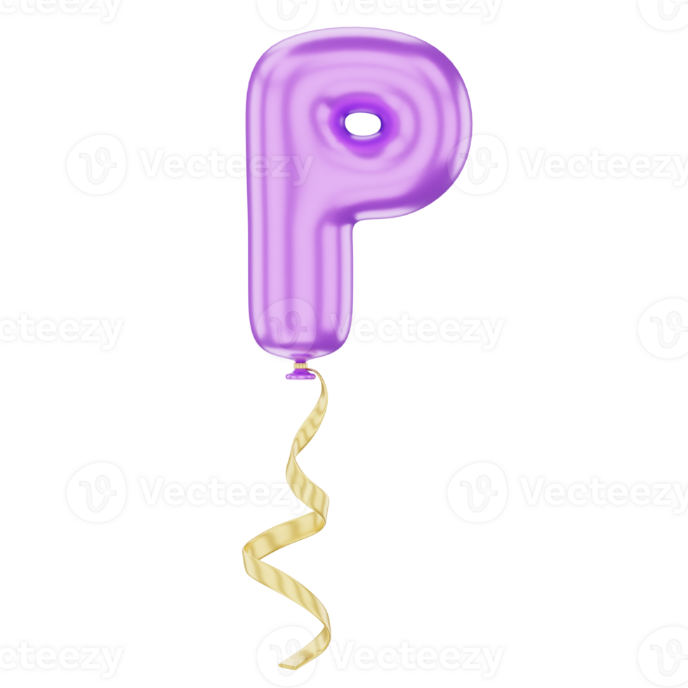 3D Balloon Alphabet P Icon Illustration for uiux, web, app, infographic, etc png