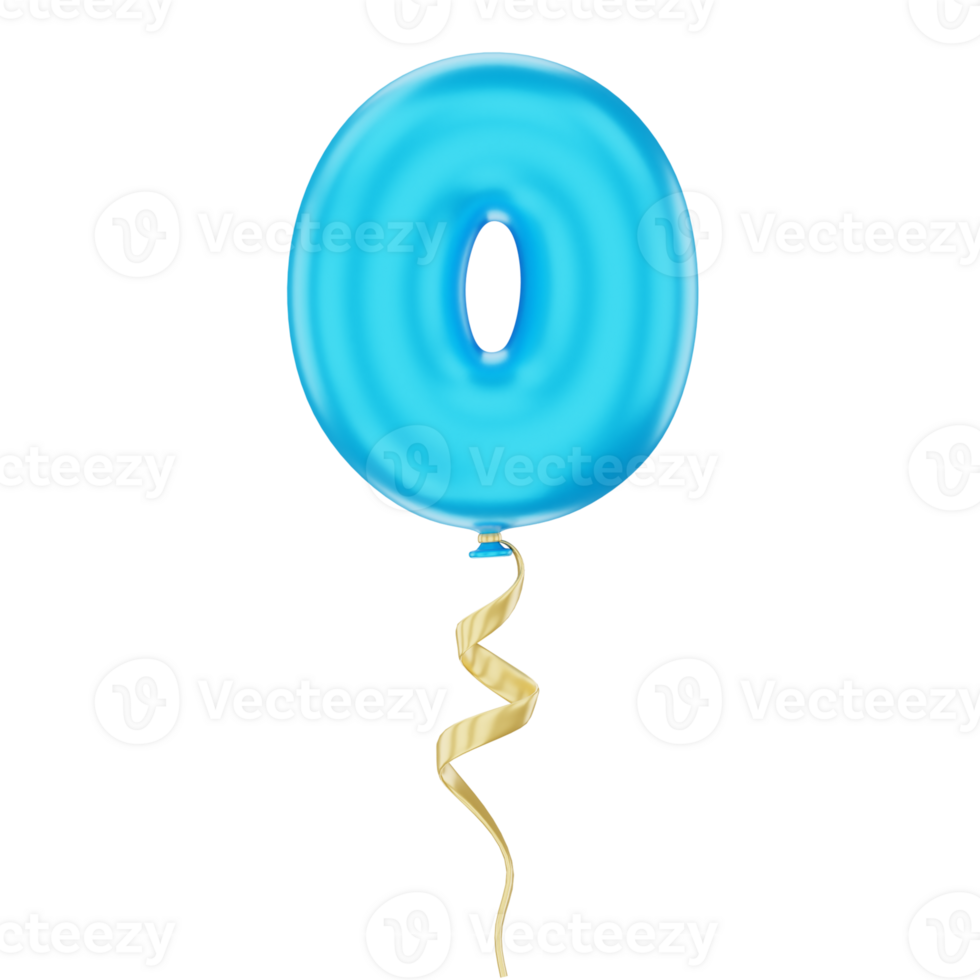 3D Balloon Number 0 Icon for uiux, web, app, infographic, etc png