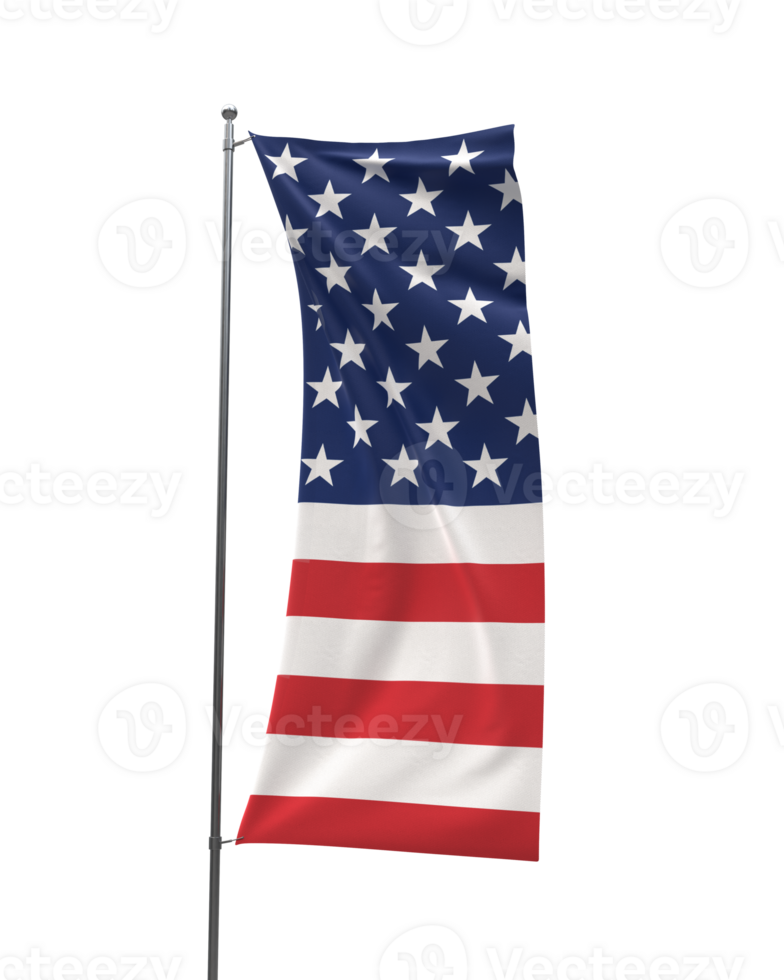 Waving flag of American, USA flag on a transparent background. png