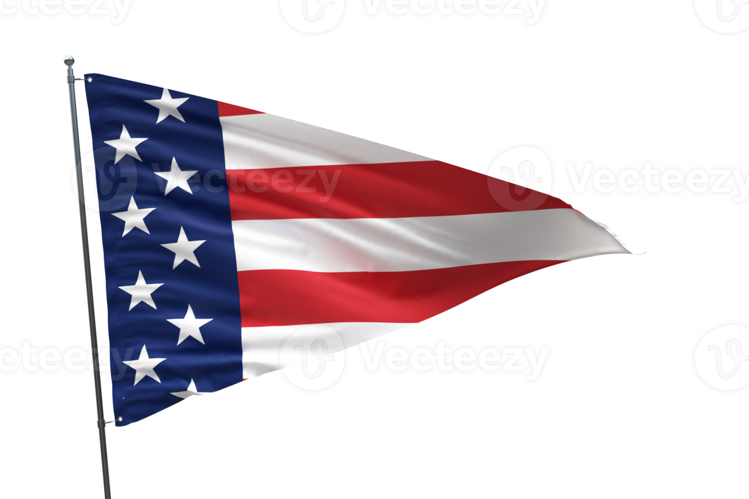 Waving flag of American, USA flag on a transparent background. png