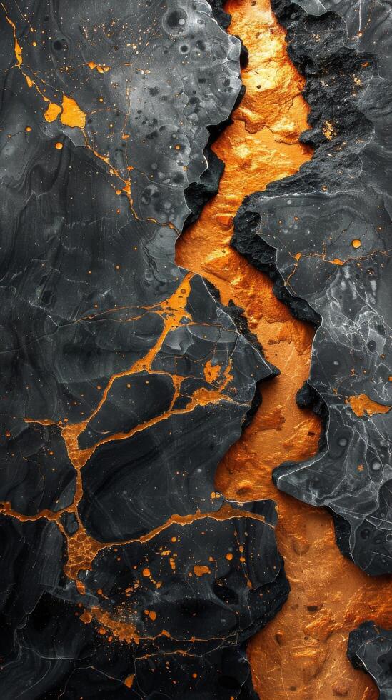 Close-Up of Black and Gold Marble photo