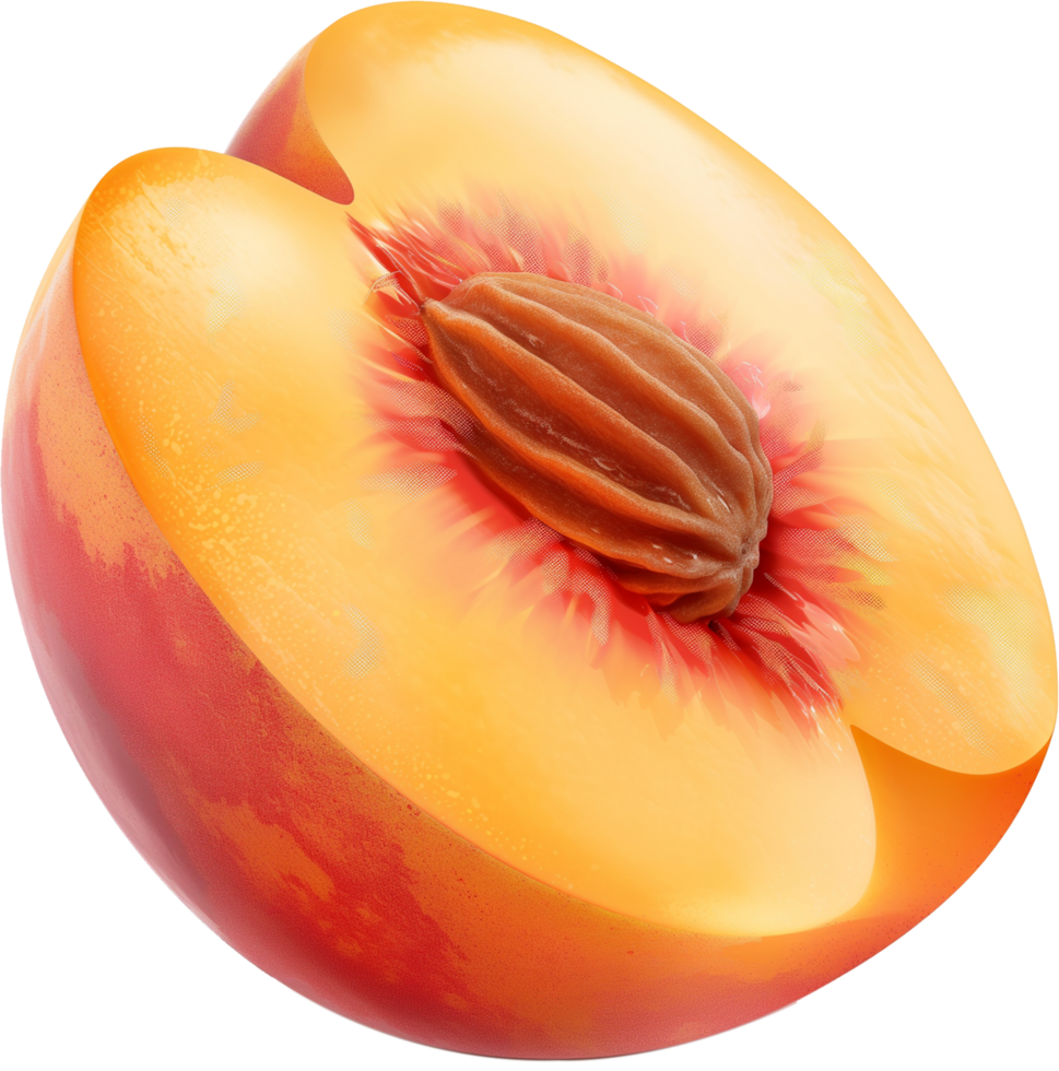 A fresh half cut peach isolated on a transparent background png