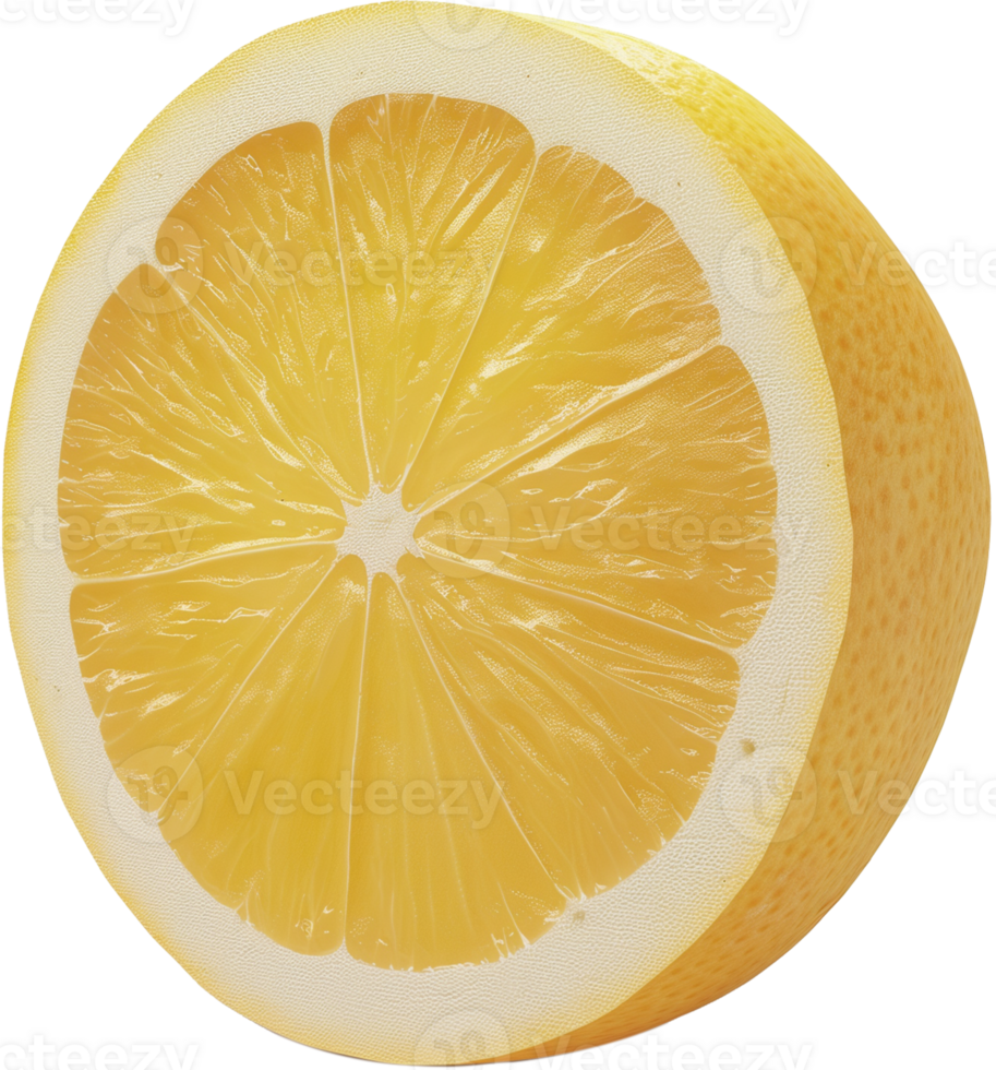 A Fresh Lemon half cut isolated on a transparent background png