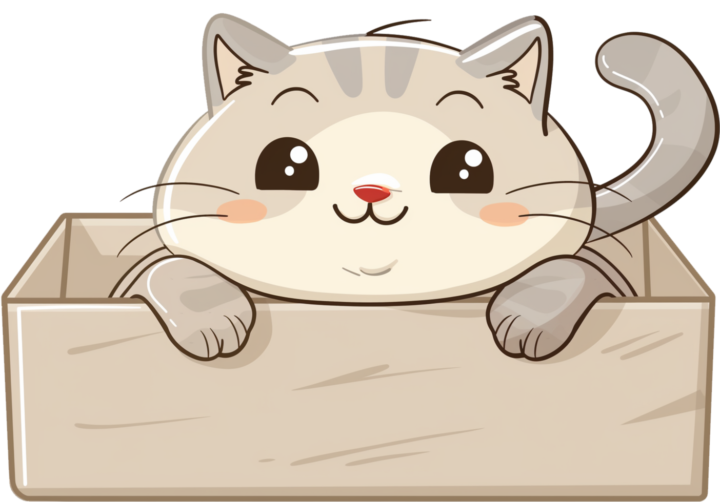 A cute Burmilla cat stuck in cardboard isolated on a transparent background png