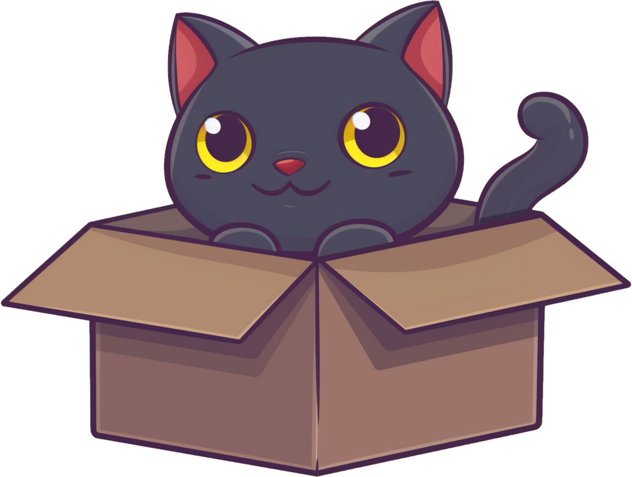 A cute Bombay cat stuck in cardboard isolated on a transparent background png