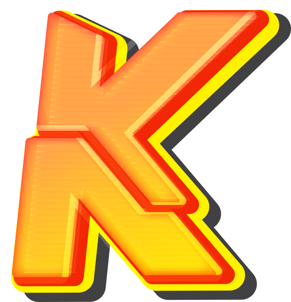 Letter K, Technology 3D Font Alphabet png