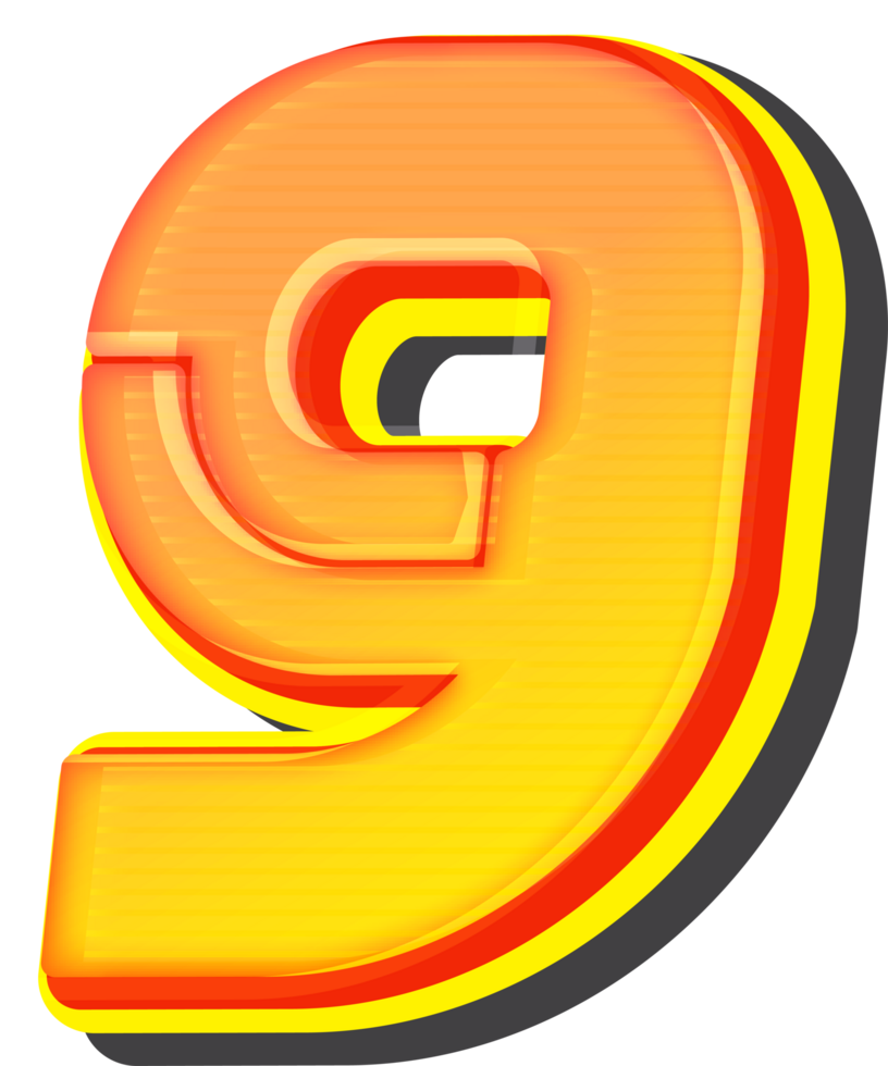 Number 9, Technology 3D Font Alphabet png