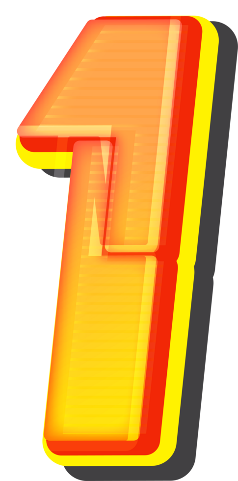 Number 1, Technology 3D Font Alphabet png