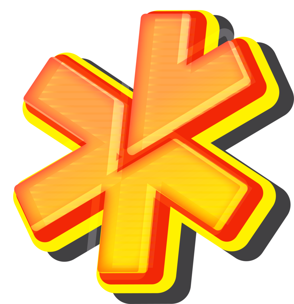 Asterisk, Technology 3D Font Alphabet png