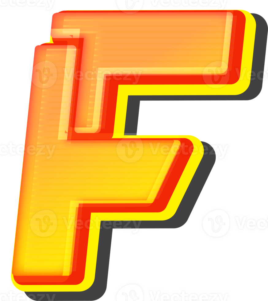 Letter F, Technology 3D Font Alphabet png