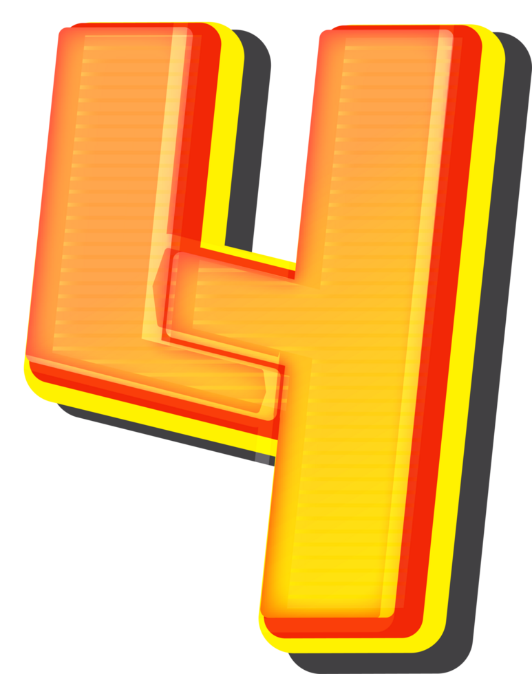 Number 4, Technology 3D Font Alphabet png