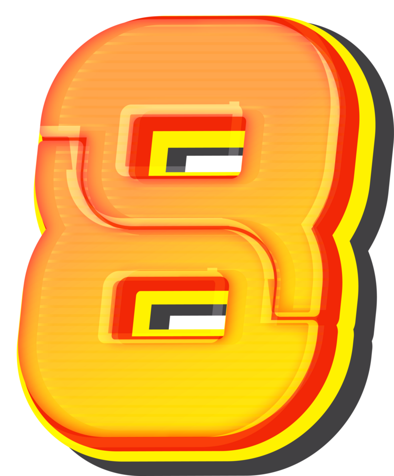 Number 8, Technology 3D Font Alphabet png