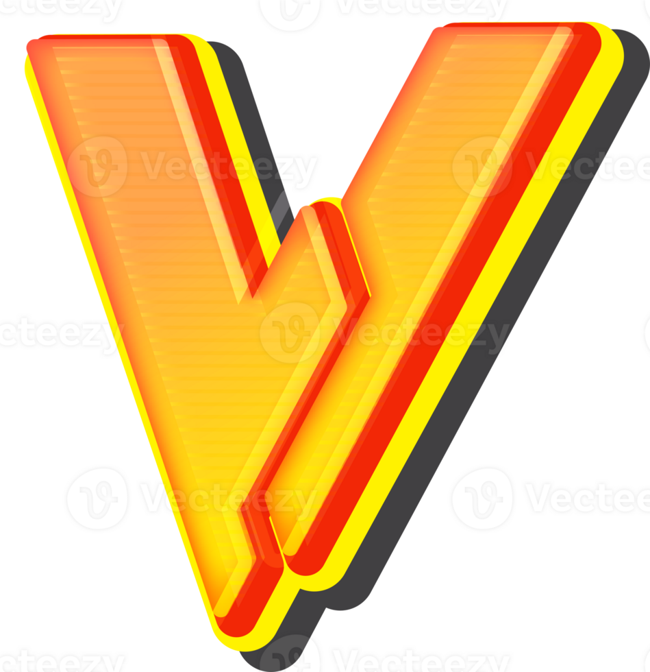 Letter V, Technology 3D Font Alphabet png