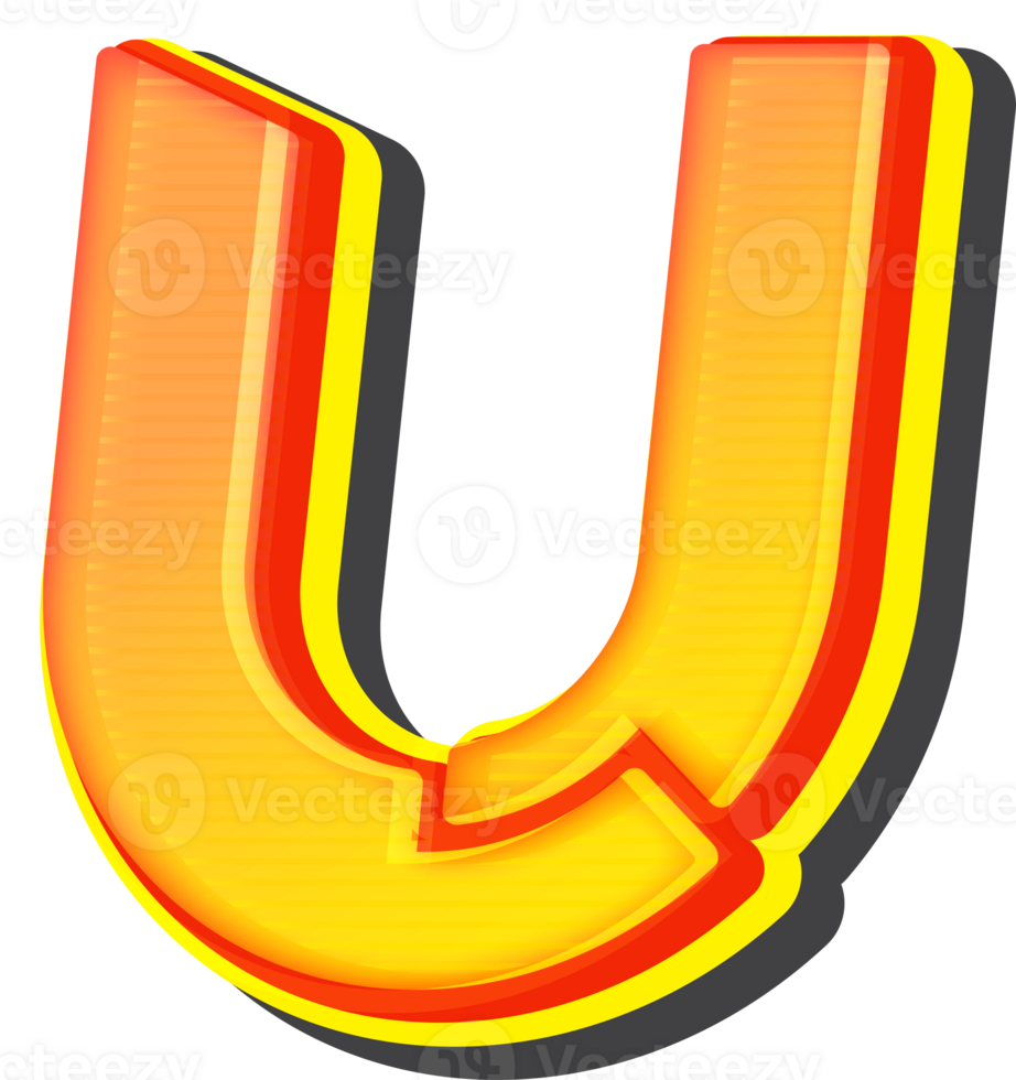 Letter U, Technology 3D Font Alphabet png