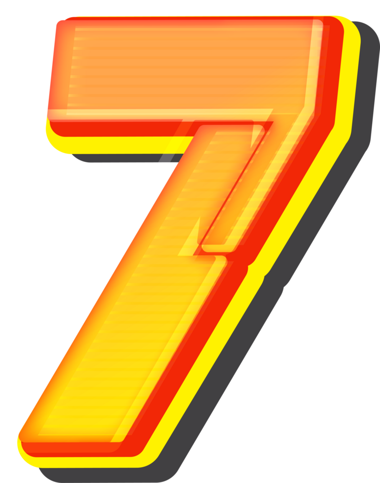 Number 7, Technology 3D Font Alphabet png