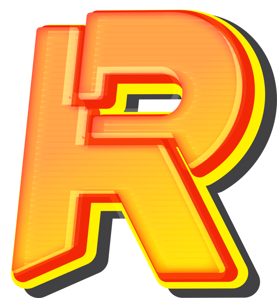 Letter R, Technology 3D Font Alphabet png