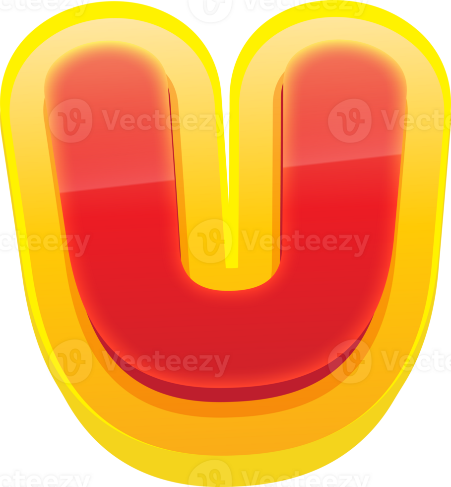 Comic Alphabet 3D Letter U png