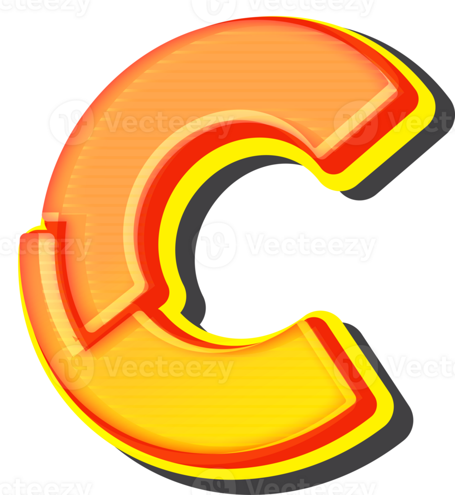 Letter C, Technology 3D Font Alphabet png