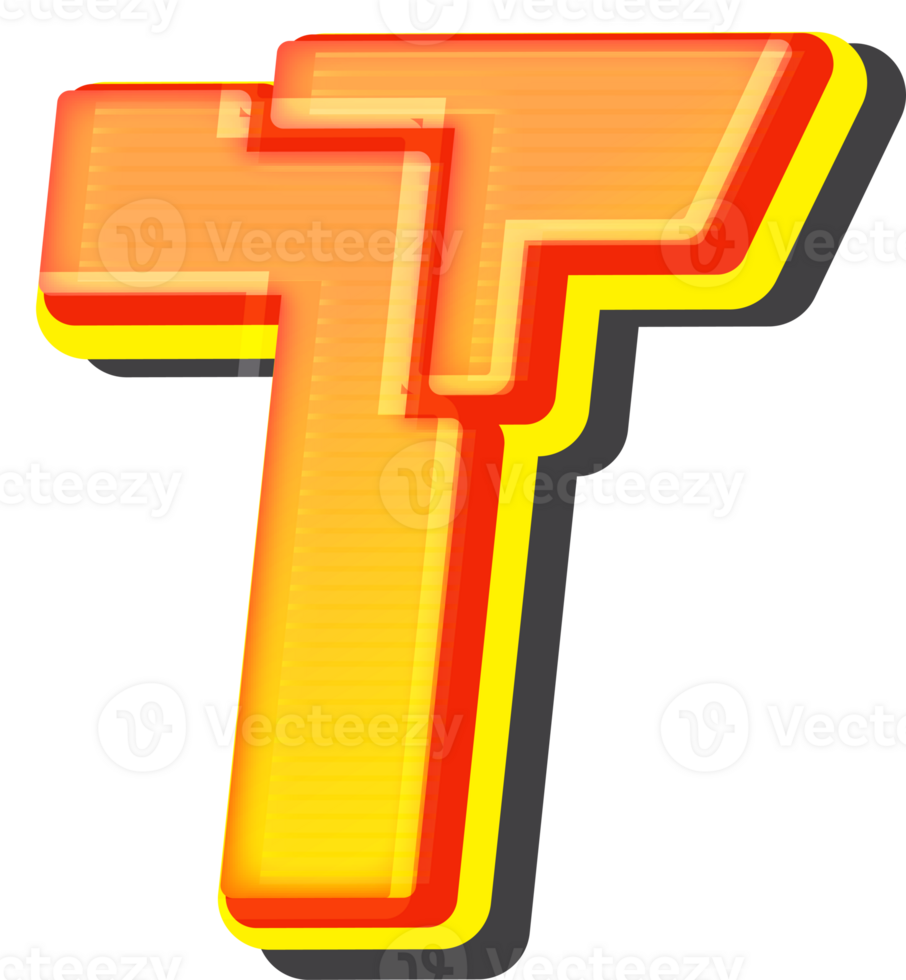 Letter T, Technology 3D Font Alphabet png