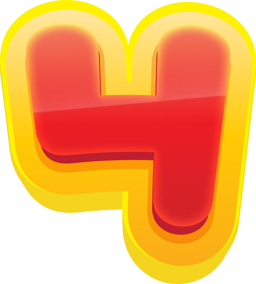 Comic 3D Number 4 png
