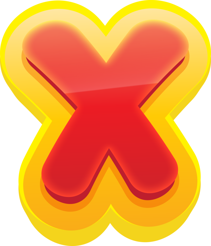 Comic Alphabet 3D Letter X png
