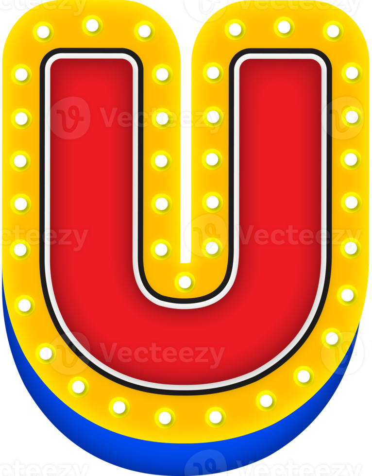 3D Cinema light Alphabet Letter U png