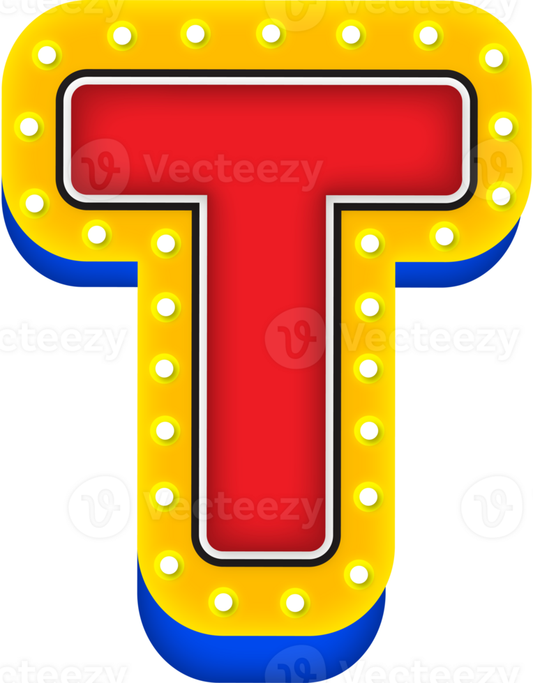 3D Cinema light Alphabet Letter T png