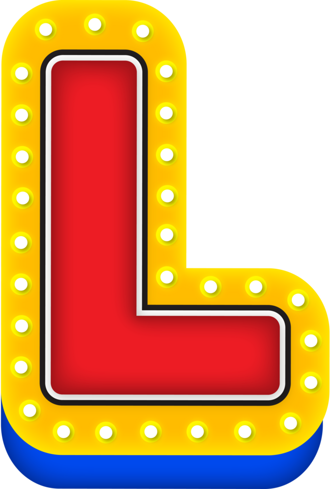 3D Cinema light Alphabet Letter L png