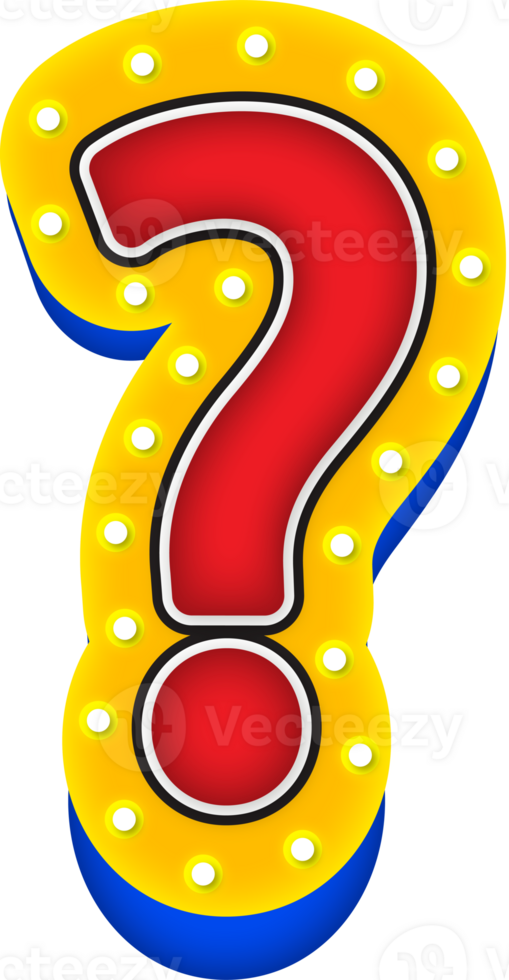 3D Cinema light Alphabet Letter, Question mark png