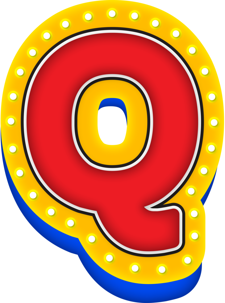 3D Cinema light Alphabet Letter Q png