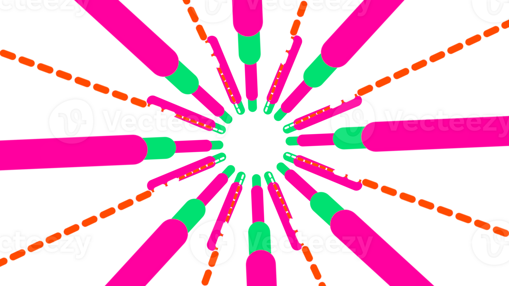 a pink and green starburst with a central point png