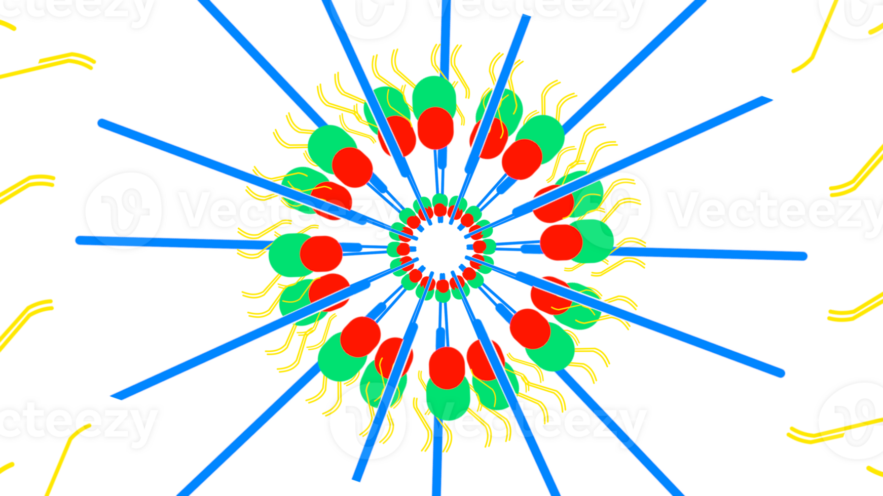 a colorful flower with many red and green dots png