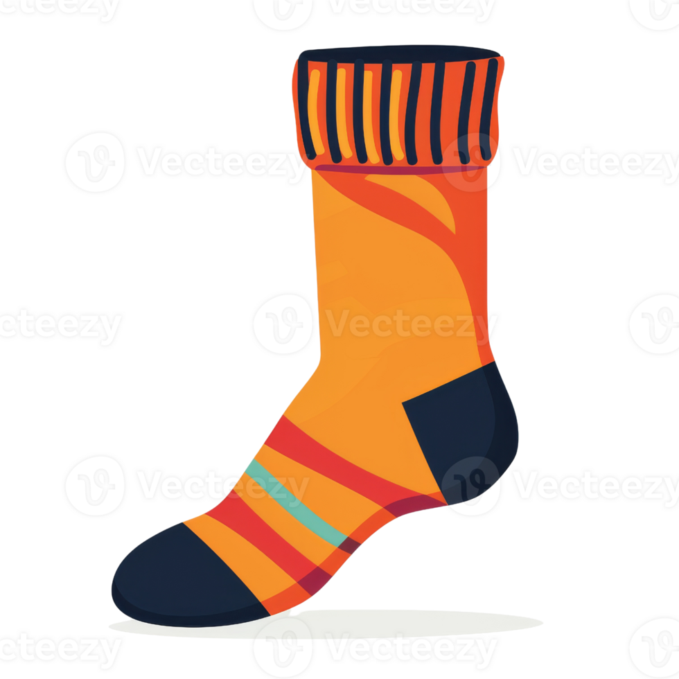 Colorful sock isolated on transparent background. illustration in cartoon style. png